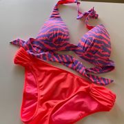 Victoria's Secret  hot pink & lilac zebra animal print swimsuit two piece bikini