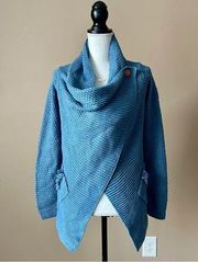 MATILDA JANE | Blue Cardigan Waffle Knit Sweater Sz S