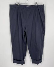 Bill Blass VINTAGE Pants Womens Sz 18W Stretch Navy Crop Capri Cuffed