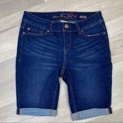 Faded Glory Bermuda Jean Shorts Blue 4 Stretch Cuffed