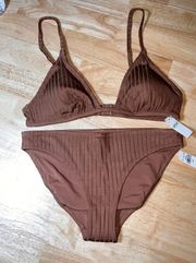 SMALL  Women’s 2 Piece Bikini Swimsuit In Brown BNWTS