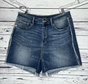 Judy Blue Size 3XL Blue Denim Sunny Days High Rise Frayed Seam Jean Shorts