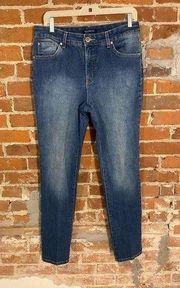 Bandolino Mandie Slim Skinny Jeans Women's 10 Blue Faded Dark Wash High Rise