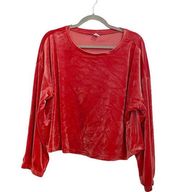 Old Navy Red Velour Cropped Sweater Sz XL
