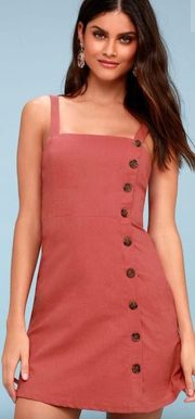 "Rust Red" Dress With Buttons