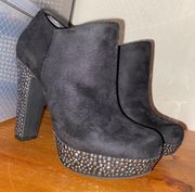 Black Suede & Sparkle GB-GIANNI BINI Ankle Booties size 5.5 EUC