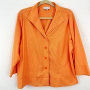 Coldwater Creek Women's Button Front Cotton Check Shirt Orange Size XL