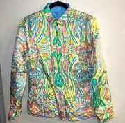 J. MCLAUGHLIN Women’s 100% Silk Reversible Pastel Paisley / Powder Blue Jacket