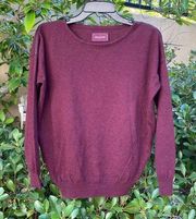 ZADIG & VOLTAIRE Burgundy Crew Neck Sweater w/ Leather Piping. Size Small. EUC!