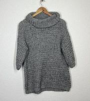 Plenty By Tracy Reese Cowl Neck Chunky Knit Sweater XS Oversized Gray Layering