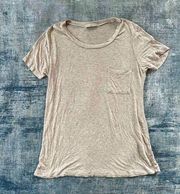 Active Basic Heathered Oatmeal Beige Lightweight Soft Tee Medium