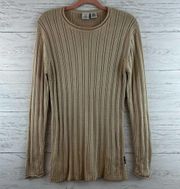 Armani Beige Ribbed Long Sleeve Crew Neck Sweater Size L