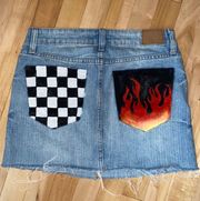  Hand Painted Denim Skirt 