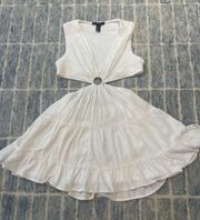 white tiered sleeveless dress