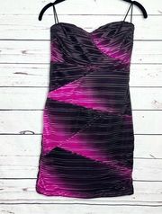 Bailey Blue Strapless Black & Pink Textured Mini Dress Size Medium