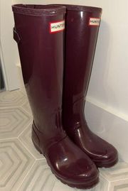 Hunter Women's Original Back Adjustable Tall Gloss  Rain Boots
