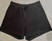 Women’s Solid Black Drawstring Sweat Shorts