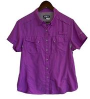 Habit Iris orchid short sleeve button front fishing top 30+ solar factor women L