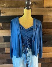 Woven Heart Blue Tank Top & Long Sleeve Cardigan Set Size Medium