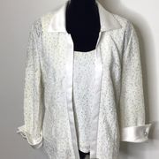 R&M Richards Embroidered with Sequins Sheer Jacket with Lined Tank Size 12