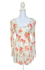 Floral Mini Dress Cream / Pink Size S