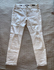 Distressed White Skinny Jeans