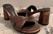 Paige Jone Bronze High Heel Slide Sandals Size 7.5