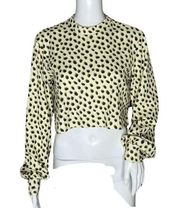 Beach Riot Shirt Womens Small Cream Black Spotted Cropped Hailey Sweater Casual