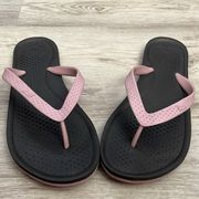 Pink & Black Women's Logo Flip Flops Size 8-9 W