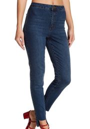 Joni Dark Wash High Rise Raw Step Hem Skinny Jeans