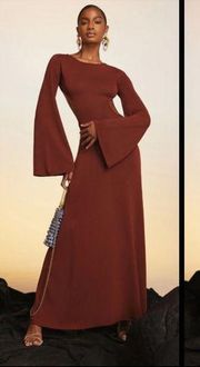 💕CULT GAIA💕 Carla Knit Dress ~ Full Length Gown Cut-Out Ember Brown Medium NWT