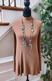 LNA Women's Brown Rayon Backless Long Sleeve Pullover Knit Sweater Size 1X