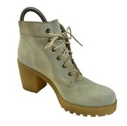 Vagabond Canvas Off White Platform Lace Up Boots Sz 39 NEW