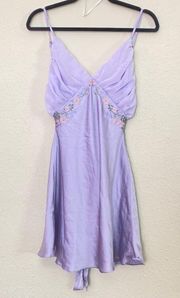 HOUSE OF CB Fuller CUP  Christa Embroidered Lavender Mini Dress purple NWOT S