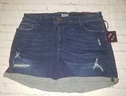 Nwt Ava & Viv Womens 22W | R Distressed  High Rise Midi Blue Denim Jean Shorts