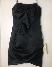 NEW ABS Allen Schwartz satin Black Strapless dress