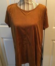 August silk 2 tone Camel/Black Lg Top