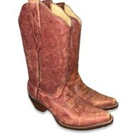 CORRAL VINTAGE WOMENS WESTERN BOOTS EMBROIDERED CRAKLE/ OSTRICH COWGIRL