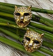 Vintage Jaguar Head Clip On Earrings