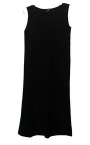 Eileen Fisher Women Knit Medium Italian Yarn Black Tank MIDI Dress Black