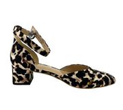Cabi Kiki Leopard Print Block Heel Ankle Strap Shoes Womens Size 9