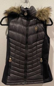 Black Brown Puffer Zipper Vest