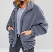 Zaful Teddy Blue/Grey Zip Up - 4