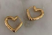 GOLD HEART EARRINGS, Heart Shape Earrings, Gold Earrings