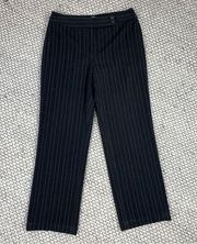 Style & Co Petite Striped Flat Front Straight Leg Trouser Pants Black 10P