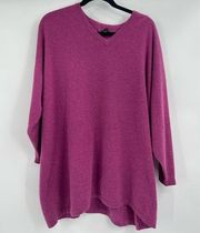 Eskandar  purple 100% cashmere v neck fuzzy sweater size xl