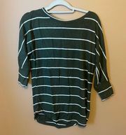 Market & Spruce Dark Green Striped Top Small NWT