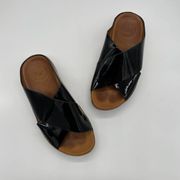 KYS Patent Leather Slide Sandals - Black - US 5