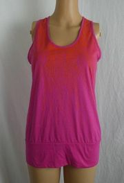 Zumba Wear Tank Top Racerback Pink Orange Graphic Splatter