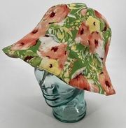 Eddie Bauer Floral Print Bucket Hat One Size Green Pink 100% Cotton